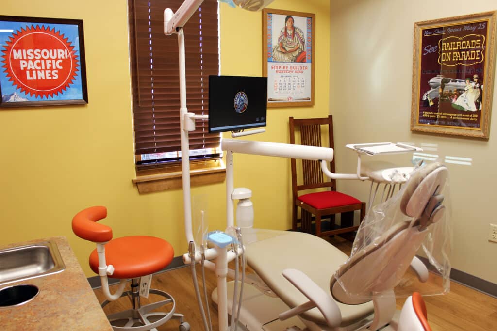 Interior view of the dentist office dental exam room