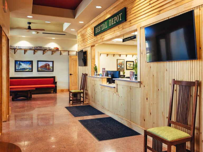 Reception area at Dental Depot's dental clinic in Tulsa on Garnett Rd