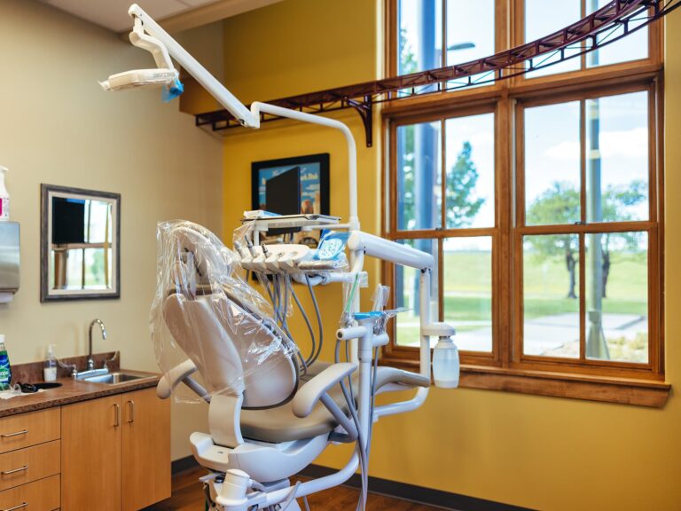 Dental operatory with a window view at Dental Depot's dental clinic in Tulsa on Garnett Rd