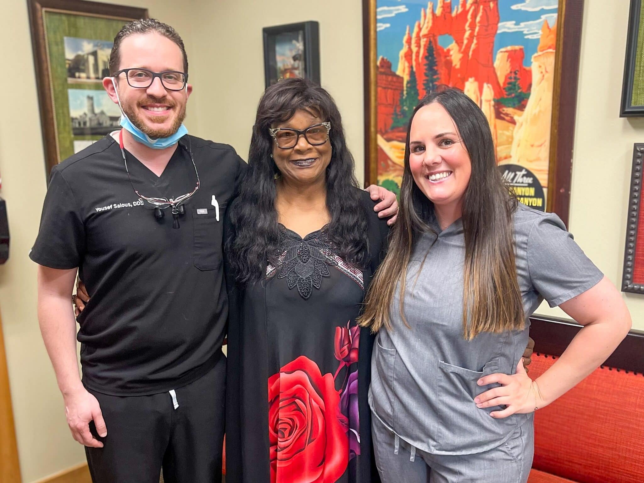 The North OKC Dental Team posing with the Patient of the Month